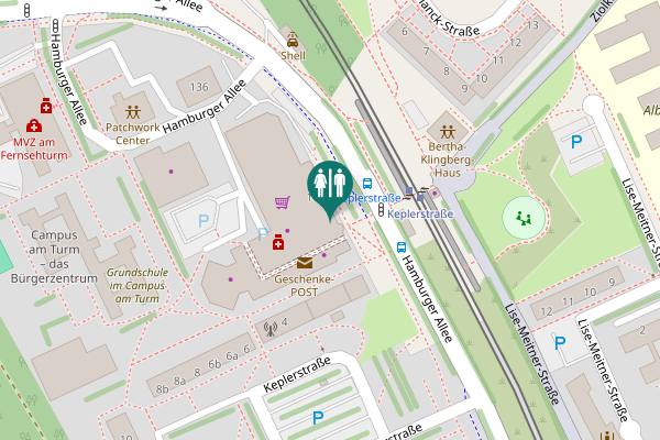 Map showing location of Hamburger Allee 140b Toilet
