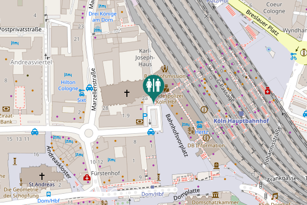 Map showing location of Bahnhofsvorplatz 2a Toilet