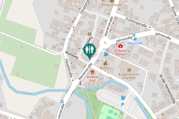 Map showing location of Mühlweg 3 - 5 Toilet