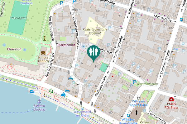 Map showing location of Toilette Nachbarschaftshaus Biebrich
