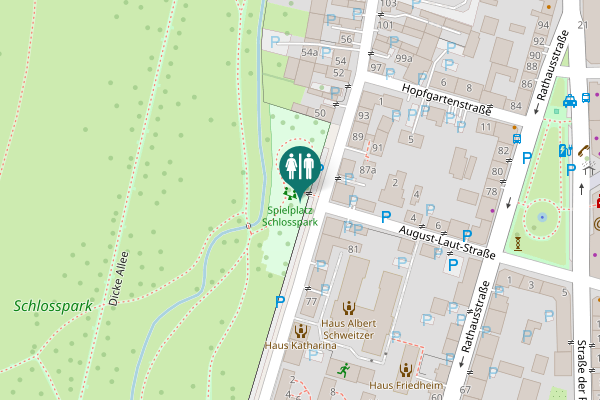 Map showing location of Toilette Kinderspielplatz Schlosspark Biebrich