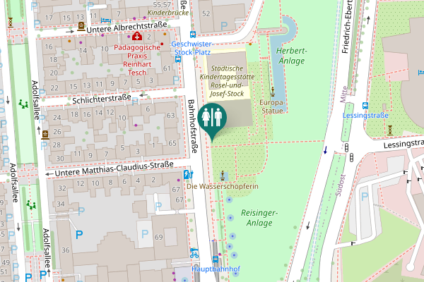 Map showing location of Toilette Wasserspielplatz