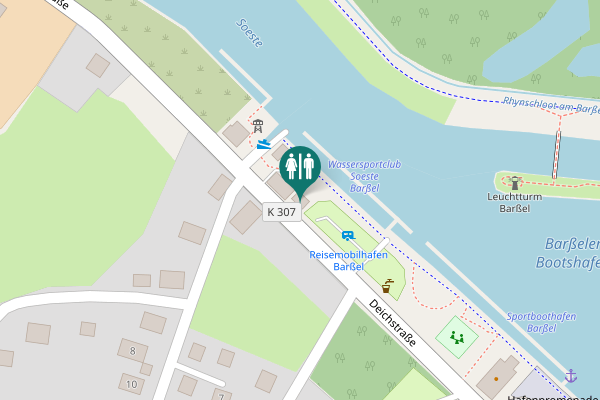 Map showing location of Deichstraße Toilet