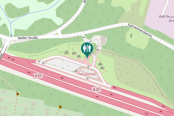 Map showing location of Fahrwiesendamm Toilet