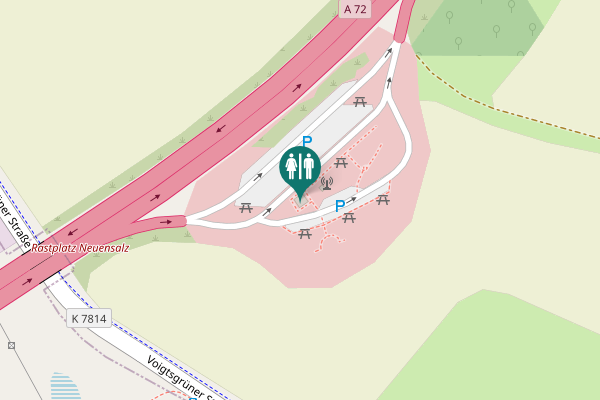 Map showing location of A 72 Toilet