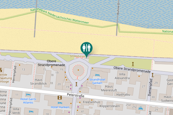 Map showing location of Untere Strandpromenade Toilet
