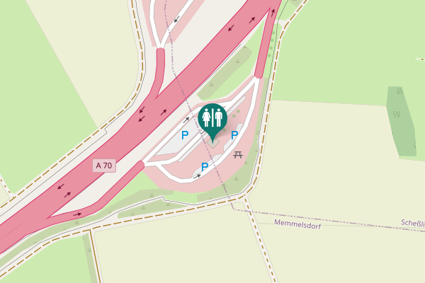 Map showing location of A 70 Toilet