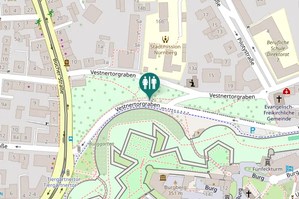 Map showing location of Vestnertorgraben Toilet