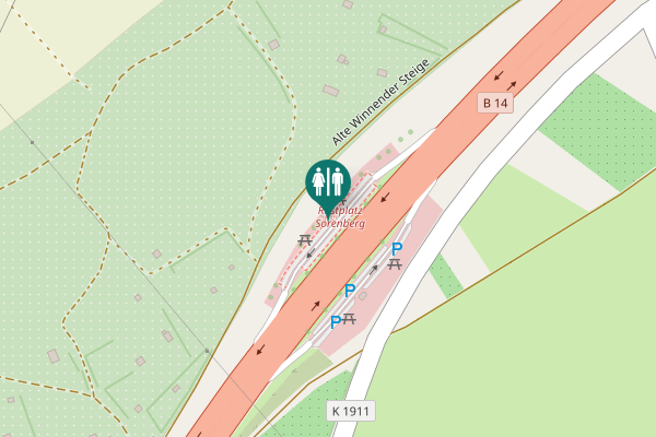 Map showing location of B 14 Toilet