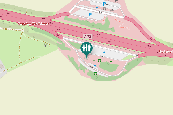 Map showing location of A 72 Toilet