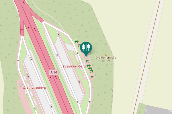 Map showing location of A 14 Toilet