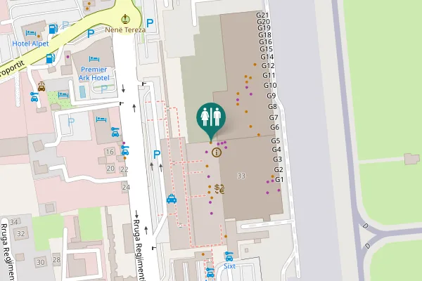 Map showing location of Rruga Regjimentit 33 Toilet