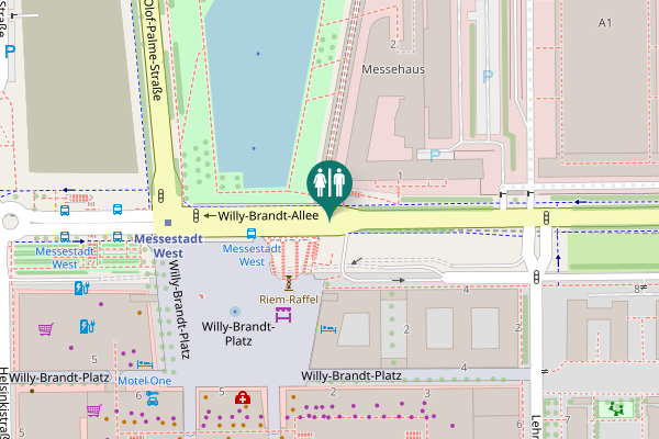 Map showing location of Willy-Brandt-Allee Toilet
