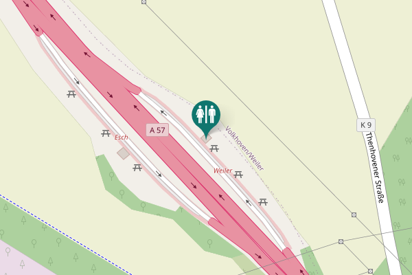 Map showing location of A 57 Toilet