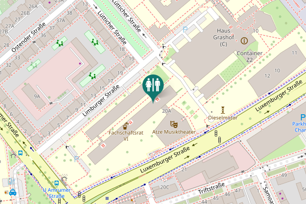 Map showing location of Luxemburger Straße Toilet