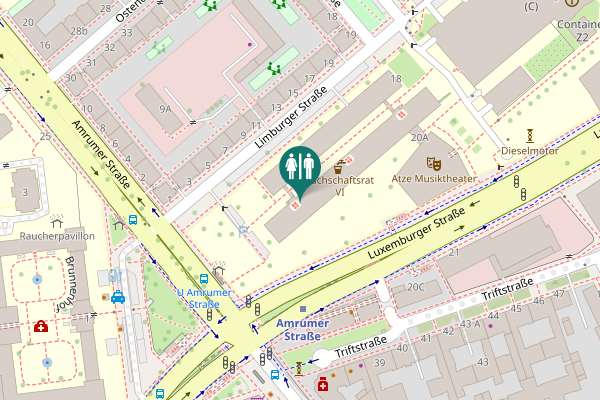 Map showing location of Luxemburger Straße Toilet