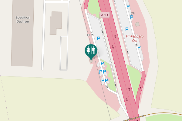 Map showing location of A 13 Toilet