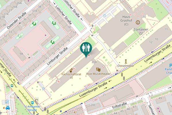 Map showing location of Luxemburger Straße Toilet