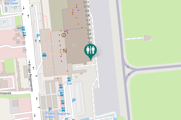 Map showing location of Rruga Regjimentit 33 Toilet