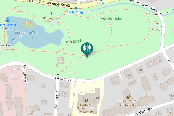Map showing location of Parkstraße 8-10 Toilet