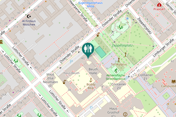 Map showing location of Ostender Straße 40 Toilet