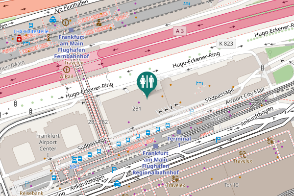 Map showing location of Toiletten