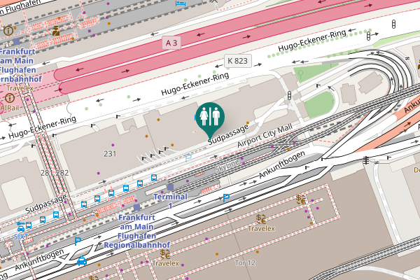Map showing location of Toiletten