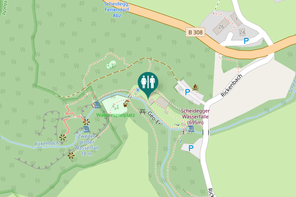 Map showing location of Geo-Erlebnispfad Toilet