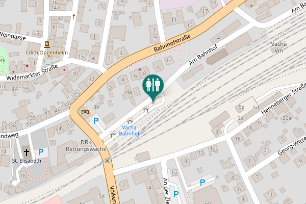 Map showing location of Am Bahnhof Toilet