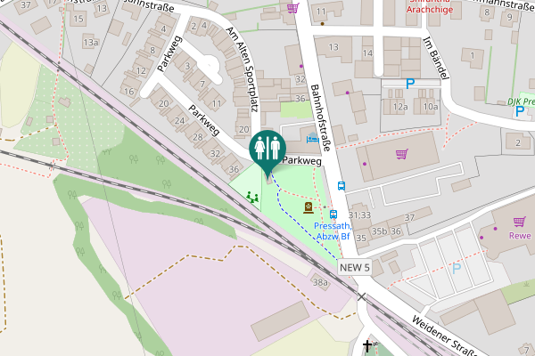Map showing location of Parkweg Toilet