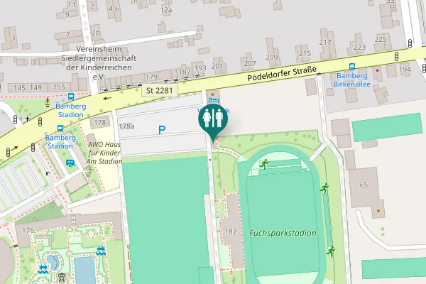 Map showing location of Pödeldorfer Straße 180 Toilet