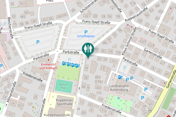 Map showing location of Kuppelnaustraße 36 Toilet
