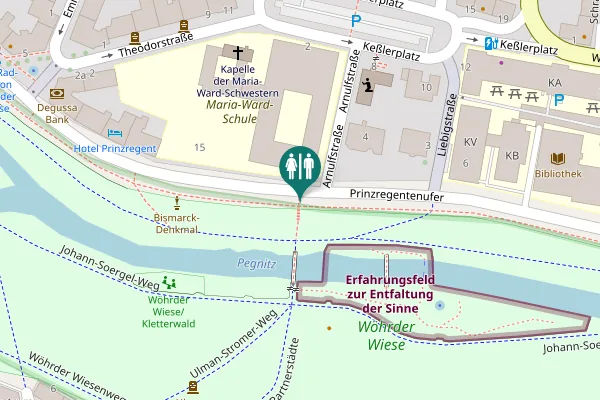 Map showing location of Prinzregentenufer Toilet