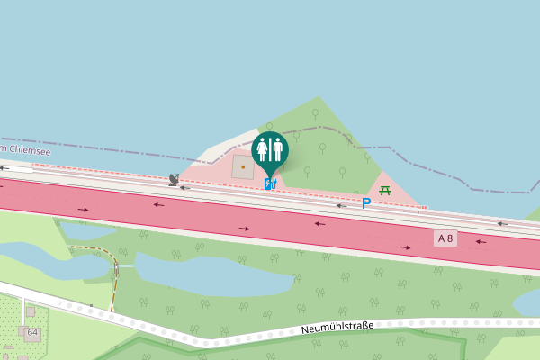 Map showing location of A 8 1 Toilet