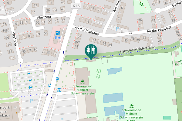 Map showing location of Obere Kreuzstraße 11-13 Toilet