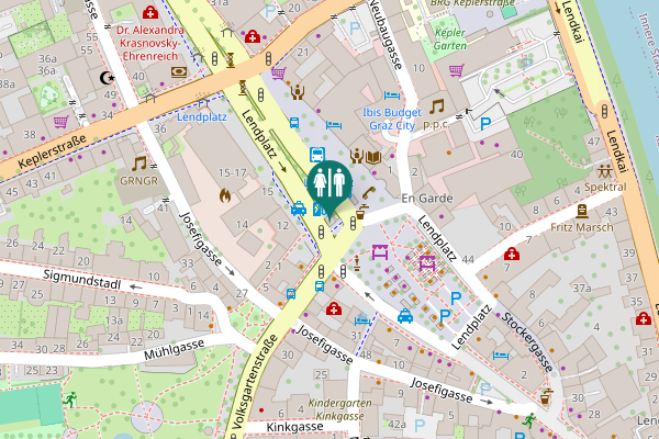 Map showing location of WC - Lendplatz