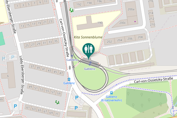 Map showing location of Carl-von-Ossietzky-Straße 188 Toilet