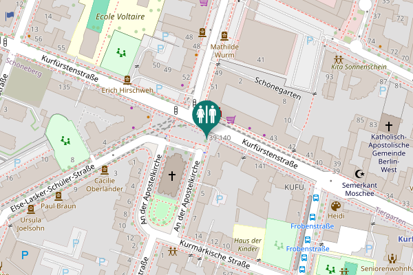 Map showing location of Kurfürstenstraße 46 Toilet