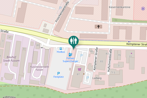 Map showing location of Kemptener Straße 88 Toilet