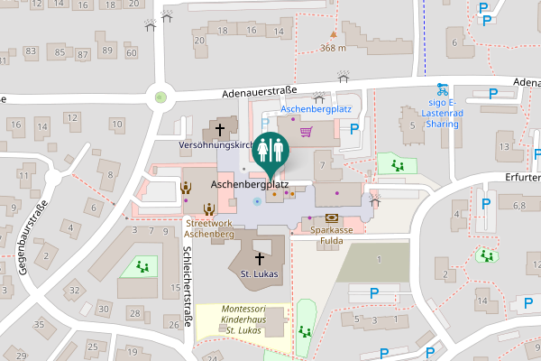 Map showing location of Aschenbergplatz 10 Toilet