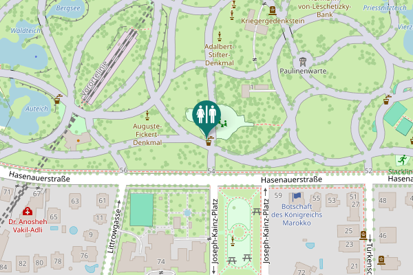 Map showing location of Vienna Toilet