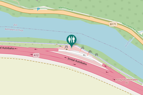 Map showing location of Inntal Autobahn Toilet