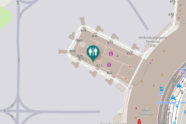 Map showing location of Walkway between B and C Toilet