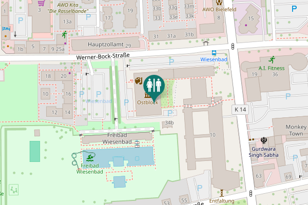 Map showing location of Werner-Bock-Straße 34c Toilet