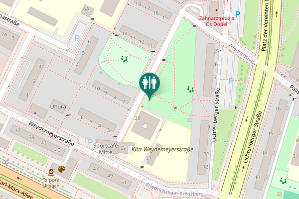 Map showing location of Weydemeyerstraße 20/21 Toilet