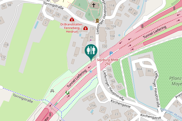 Map showing location of Tunnel Liefering Toilet