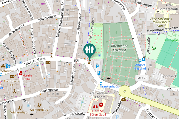 Map showing location of Baudergraben Toilet