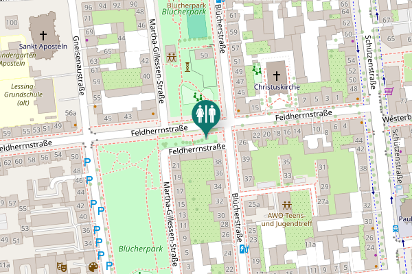 Map showing location of Feldherrnstraße 28 Toilet