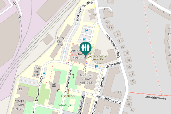 Map showing location of Heikendorfer Weg 89 Toilet