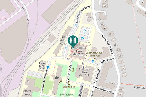 Map showing location of WC Damen Vorraum